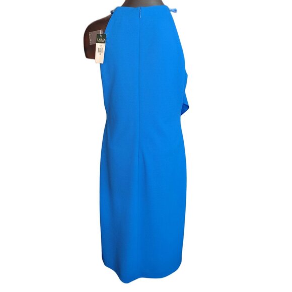 Lauren | Ralph Lauren Women's Sleeveless Ruffle Trim Crepe Dress 10 - Picture 5 of 7